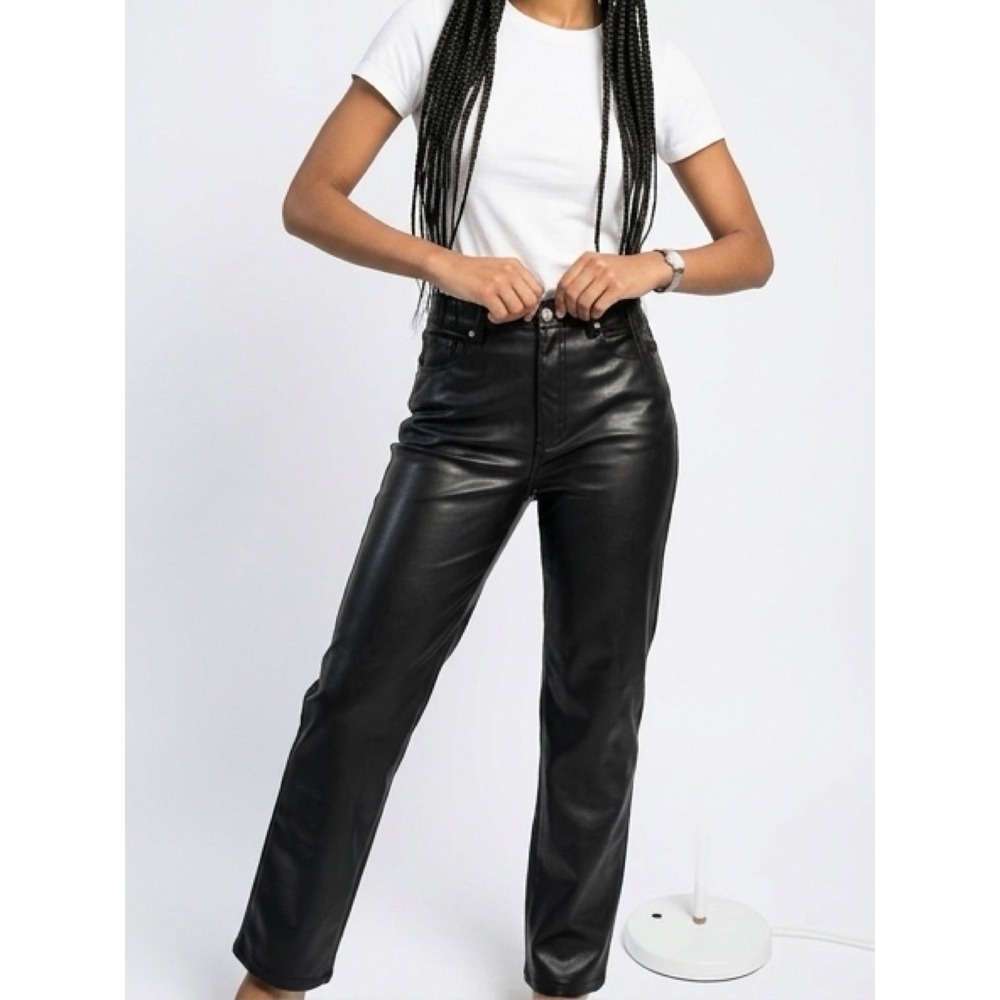 Punk‎ Goth Whimsygoth Coated Shiny Vegan Pleather Divided Black 6 Jeans Straight